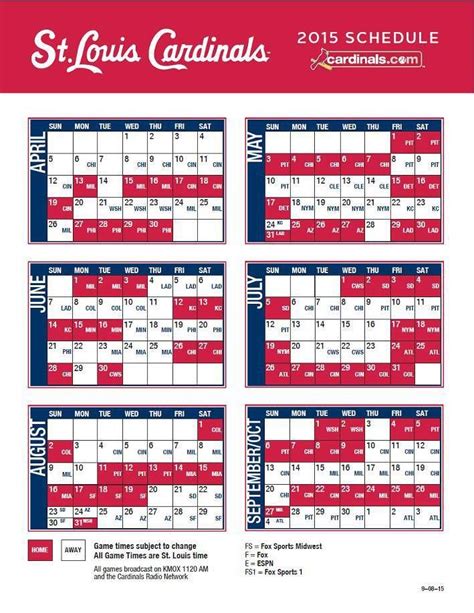 st louis cardinals regular season schedule.